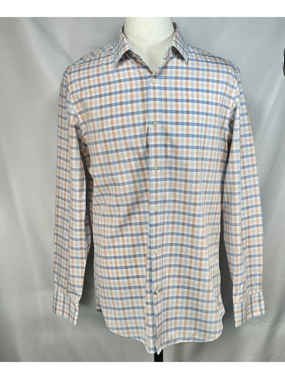 Banana Republic Non-Iron Tailored Slim Check Blue Pink Men L
